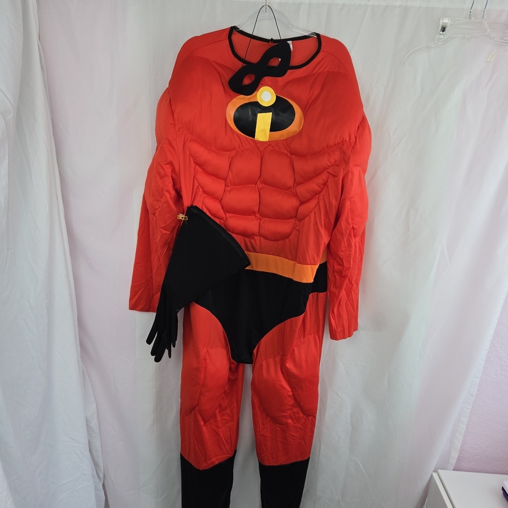 Disney Mr. Incredible Muscle Costume Mens Size L Gloves And Mask The Incredibles